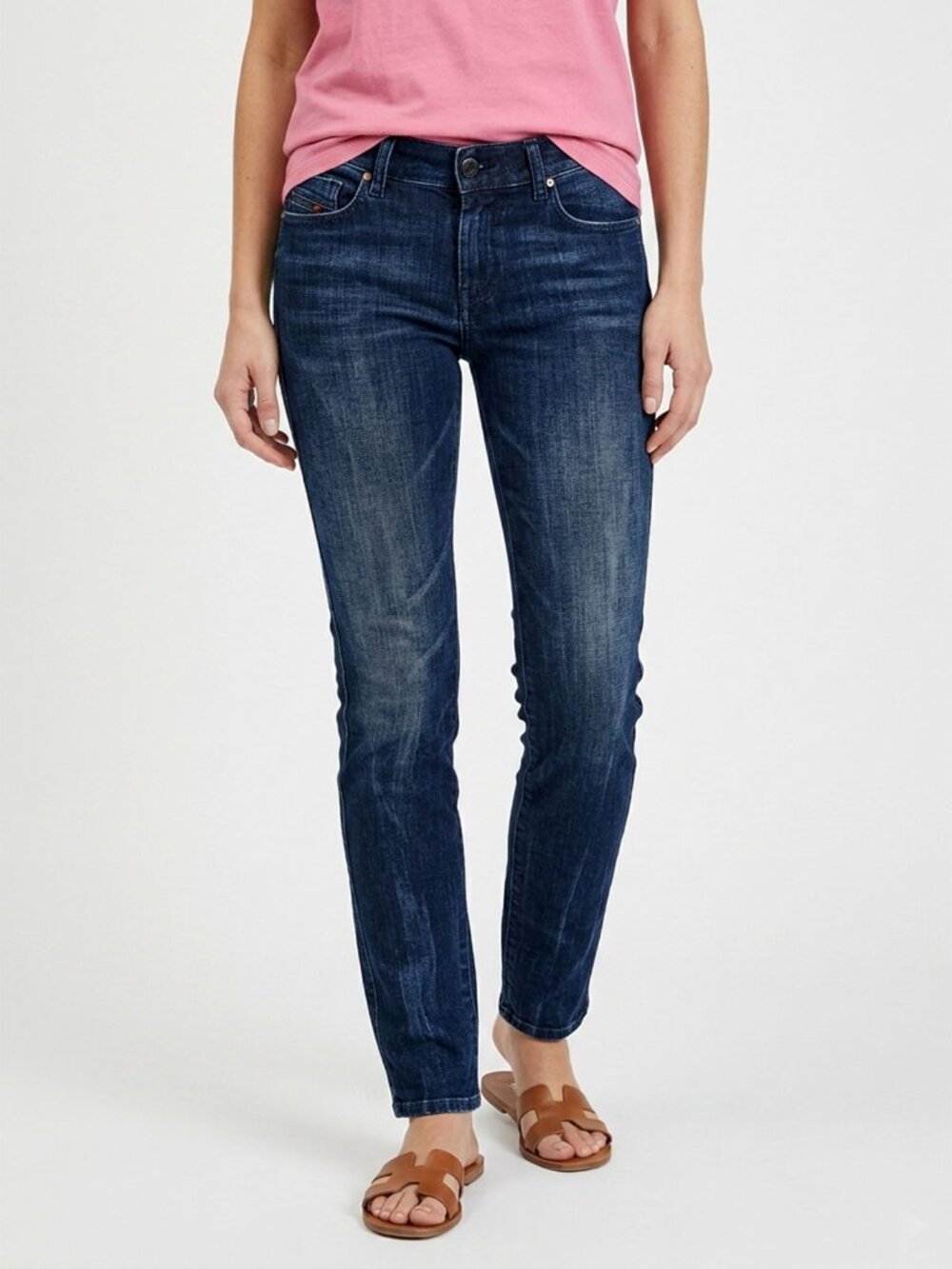 Diesel Sandy Slim Straight Jeans NWT Mid Rise Dark Wash Stretch Denim Size 24/31